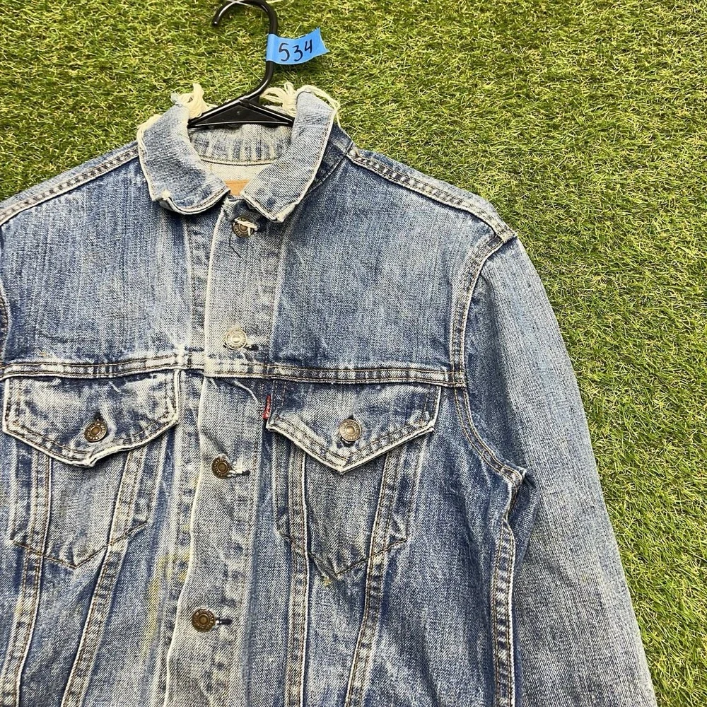 Vintage 90s Levis Jean Jacket Mens Small 34 Type III 3  Patch Trucker Workwear